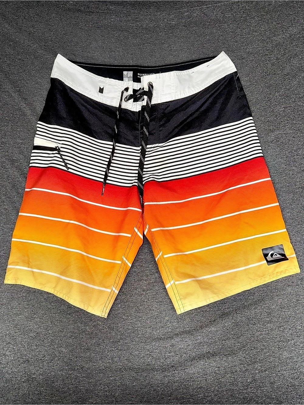 Quiksilver Striped Board Shorts in Orange & Black Waist 28